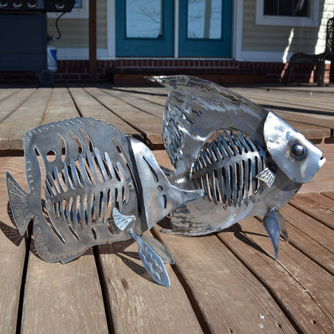 angelfish metal art - welded fish sculpture - wall hanging