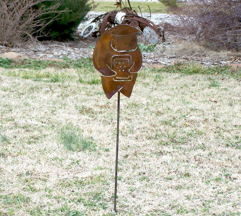 Bee Keeper Garden Stake - 8" Rustic Metal Art