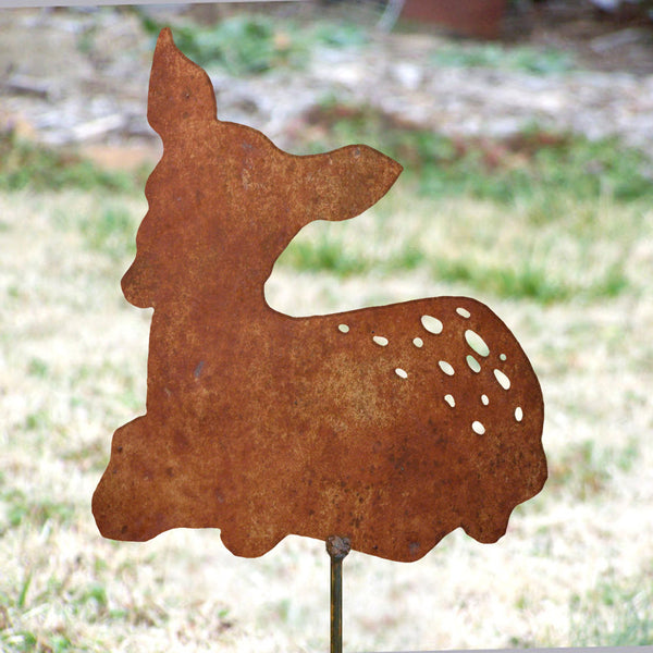 Fawn Yard Stake - 9.5" Heavy Duty Metal Deer Art