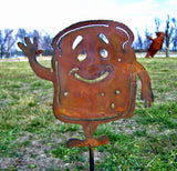 Happy toastman garden stake