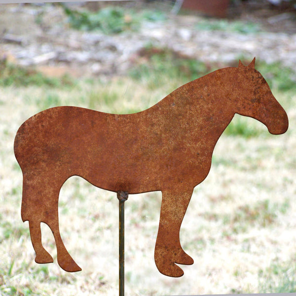 Horse Garden Stake - 9" Rustic Metal Yard Art