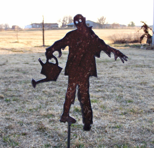 Zombie Gardener Stake - 10" Undead Metal Art
