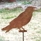Crow cawing garden stake