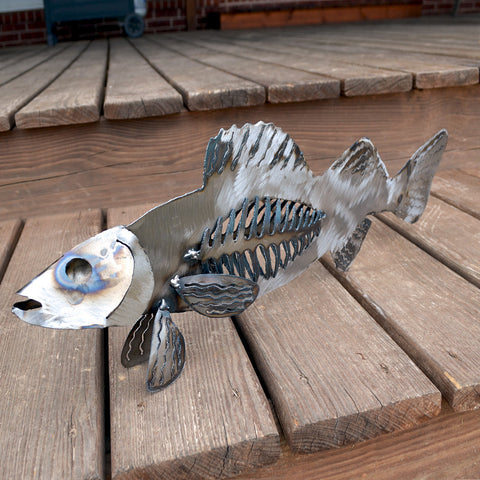 Rustic walleye metal art - Wall hanging metal walleye - steel fish